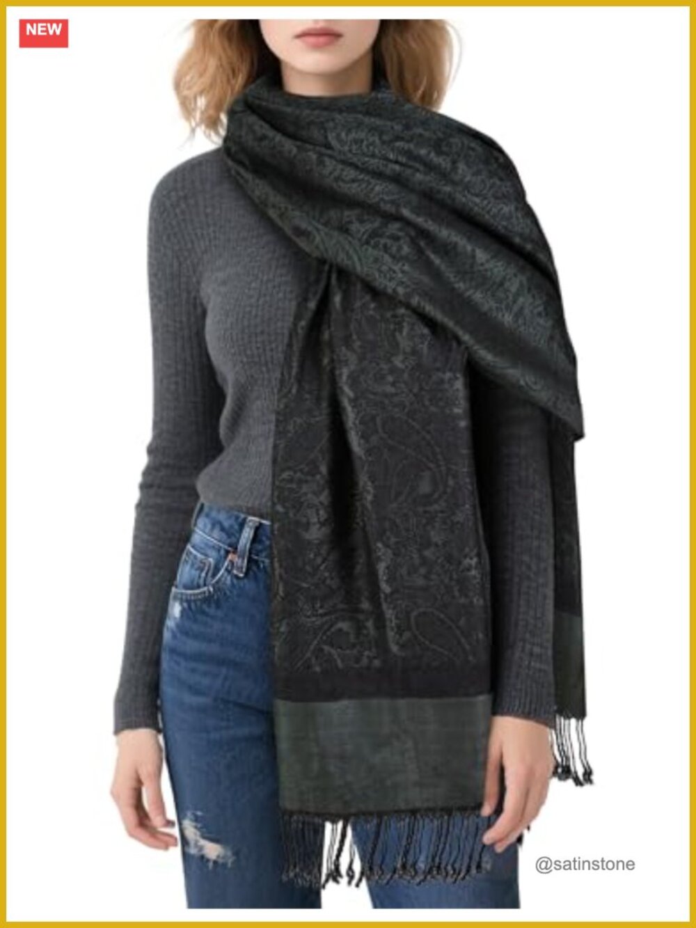 Pashmina Shawl Wrap Paisley Reversible Jacquard Evening Scarf